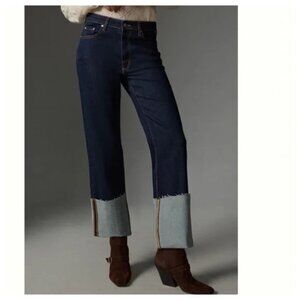 Anthropologie Pilcro Scotty Cuffed Dark Wash Straight Leg Jeans Size 27